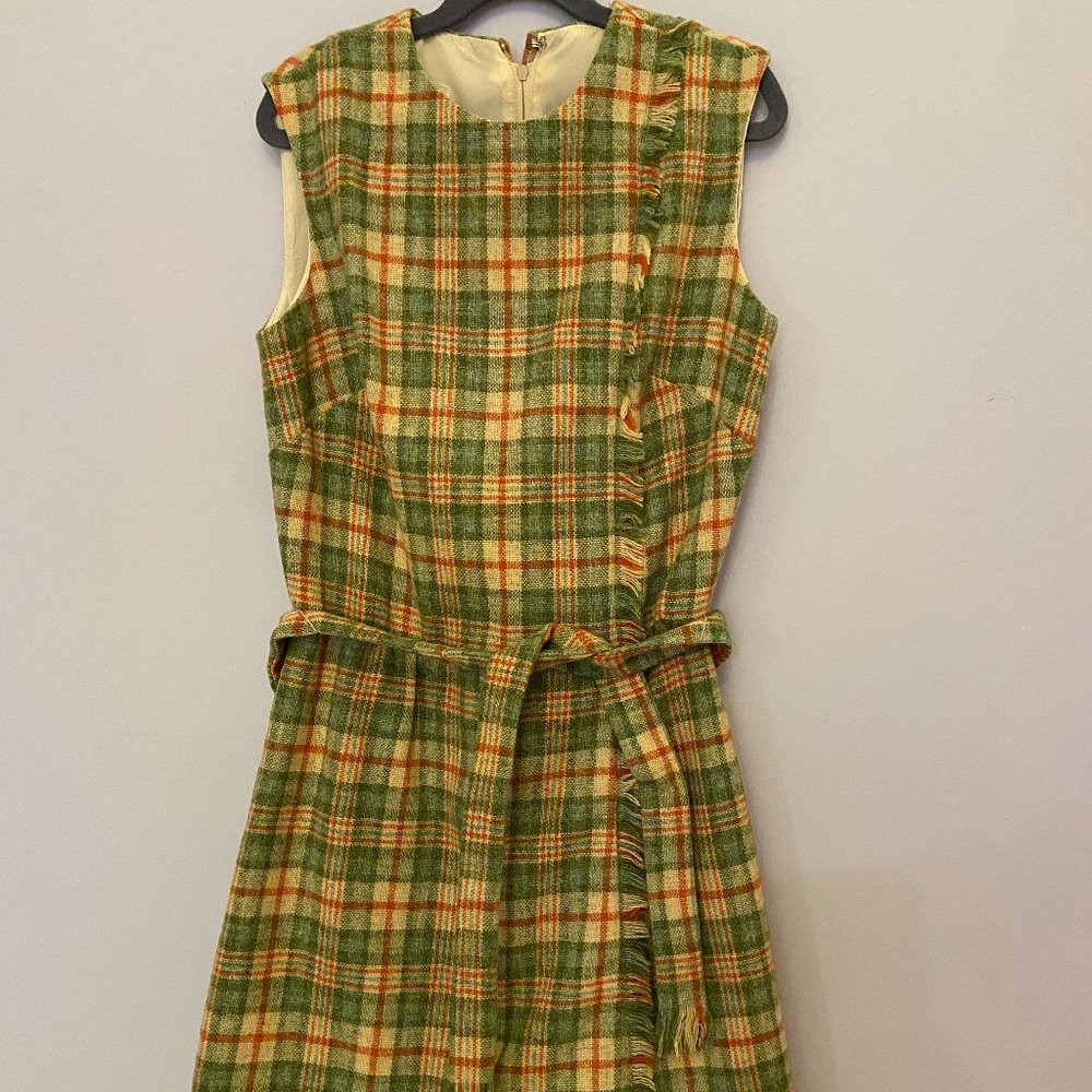 Rare Vintage Plaid Wool Romper Dress - Picture 6 of 8